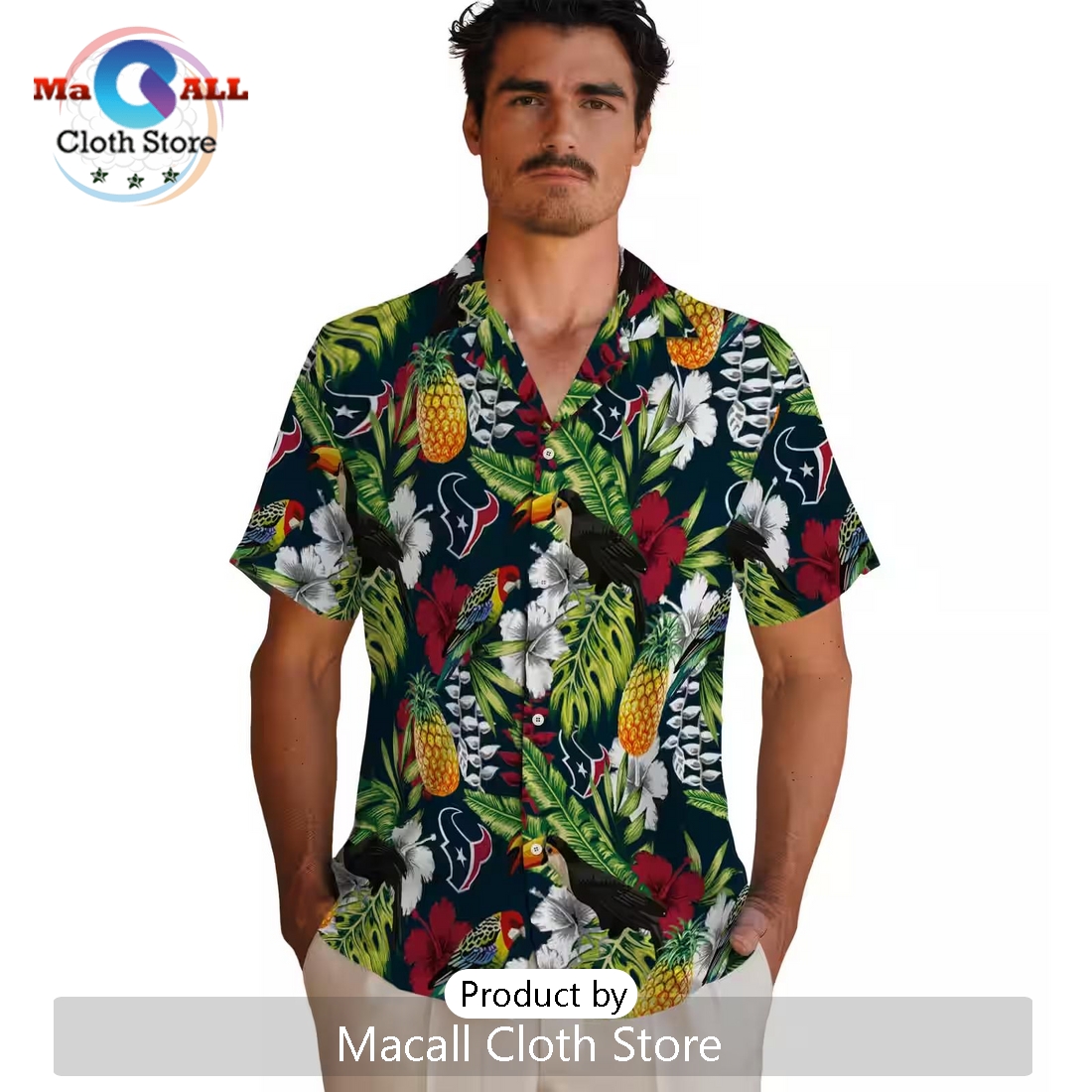Custom Houston Texans Tropical Toucan Hawaiian Shirt