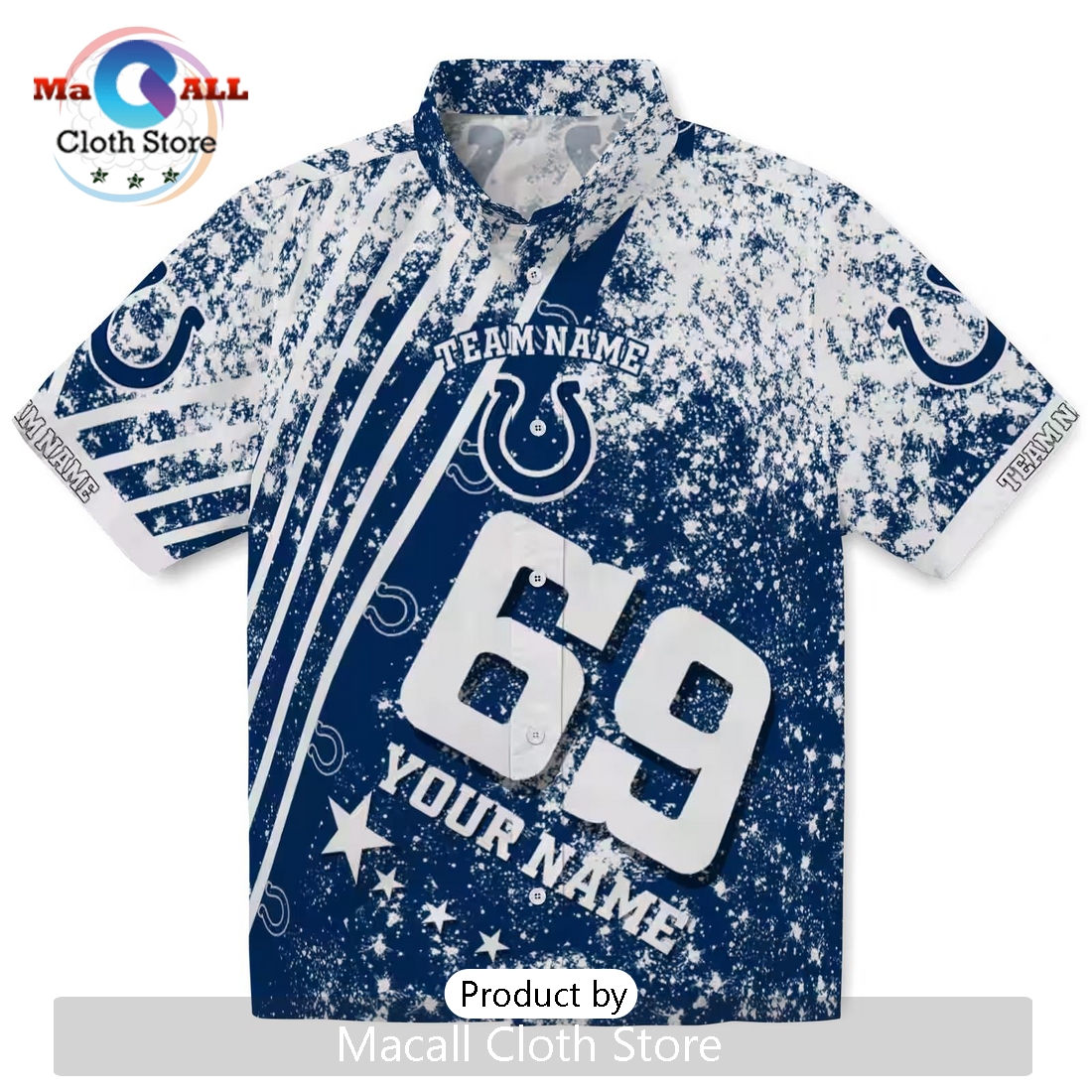 Custom Indianapolis Colts Star Stripes Hawaiian Shirt