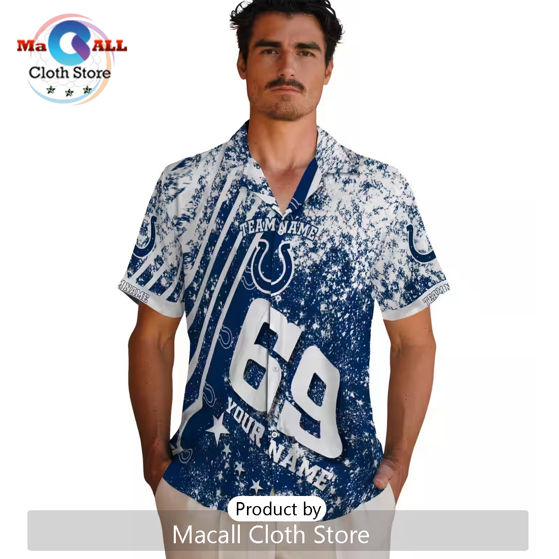 Custom Indianapolis Colts Star Stripes Hawaiian Shirt