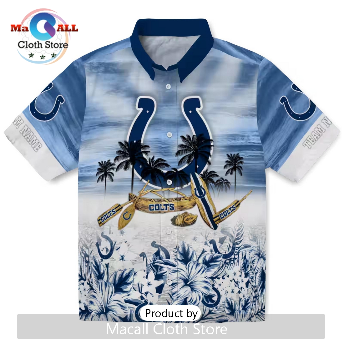 Custom Indianapolis Colts Tropical Canoe Hawaiian Shirt