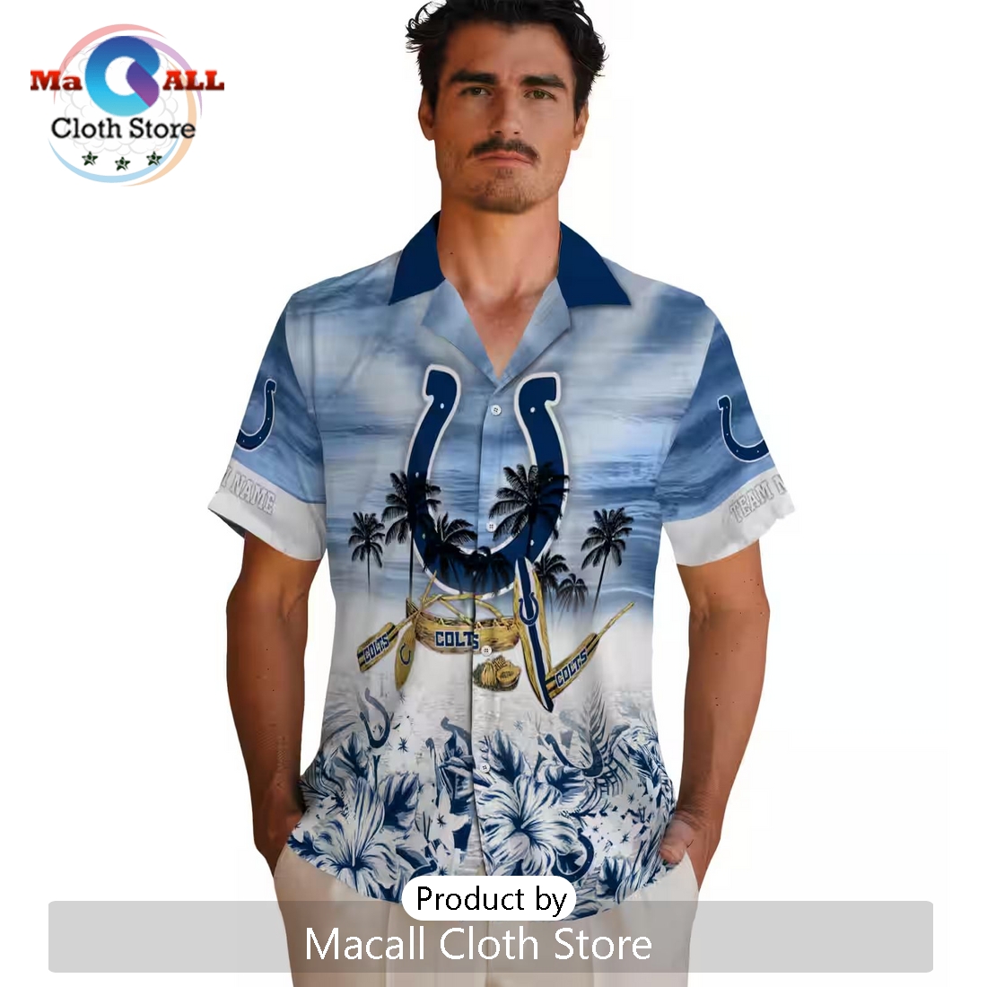Custom Indianapolis Colts Tropical Canoe Hawaiian Shirt