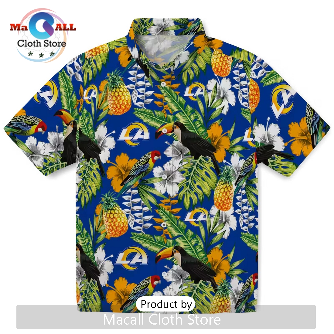 Custom Los Angeles Rams Tropical Toucan Hawaiian Shirt