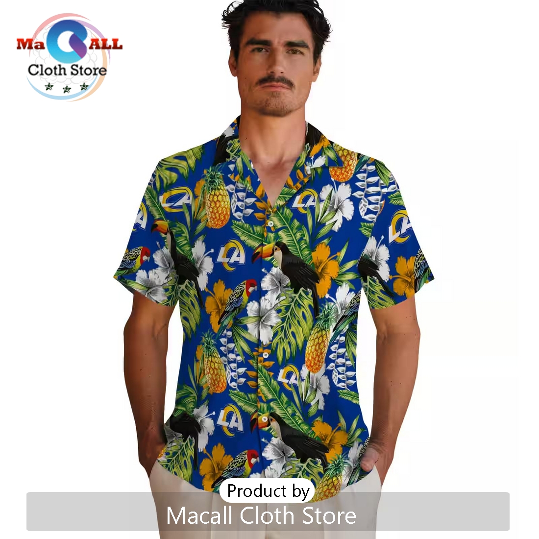 Custom Los Angeles Rams Tropical Toucan Hawaiian Shirt