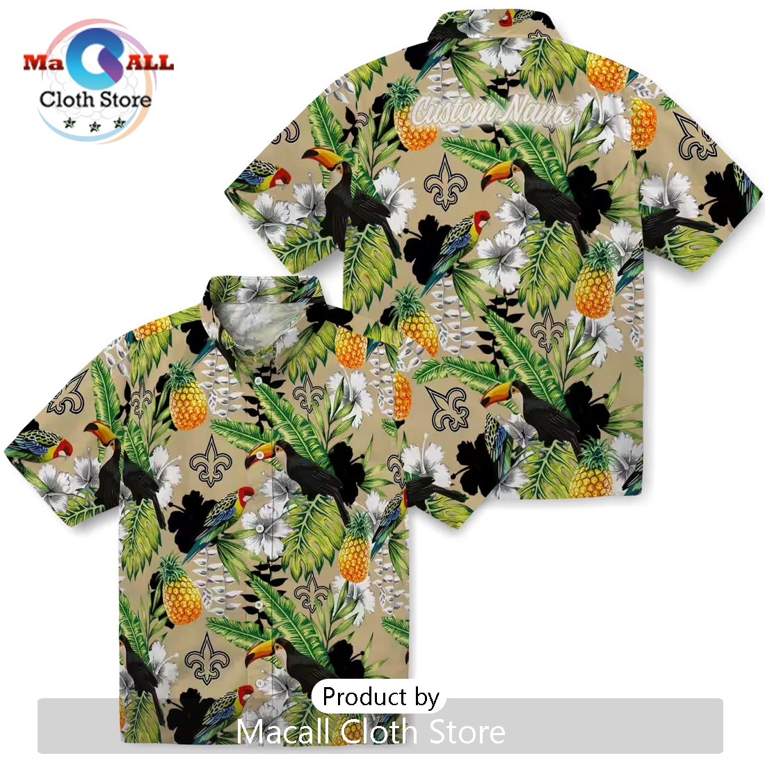 Custom New Orleans Saints Tropical Toucan Hawaiian Shirt Custom New Orleans Saints Tropical Toucan Hawaiian Shirt