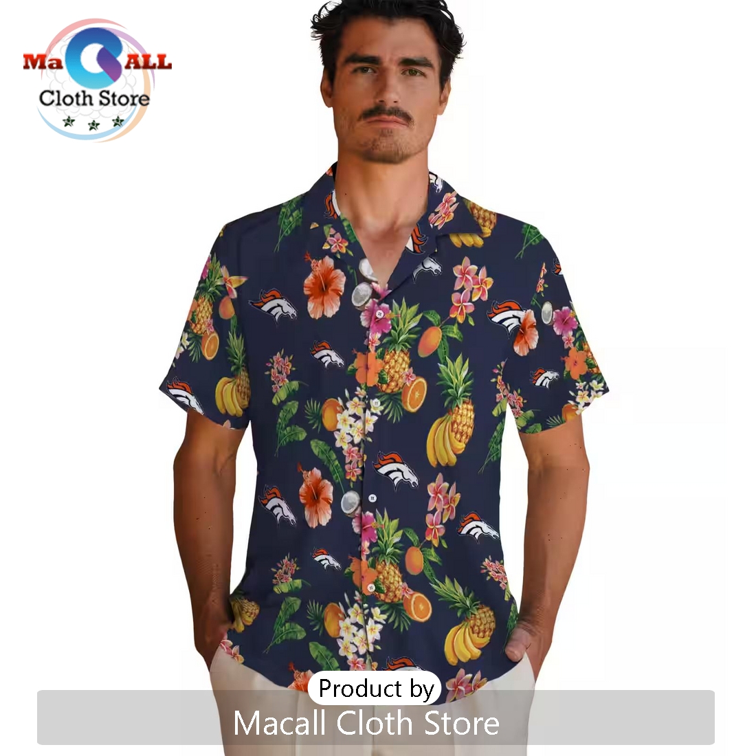 Denver Broncos Hibiscus And Fruit Hawaiian Shirt