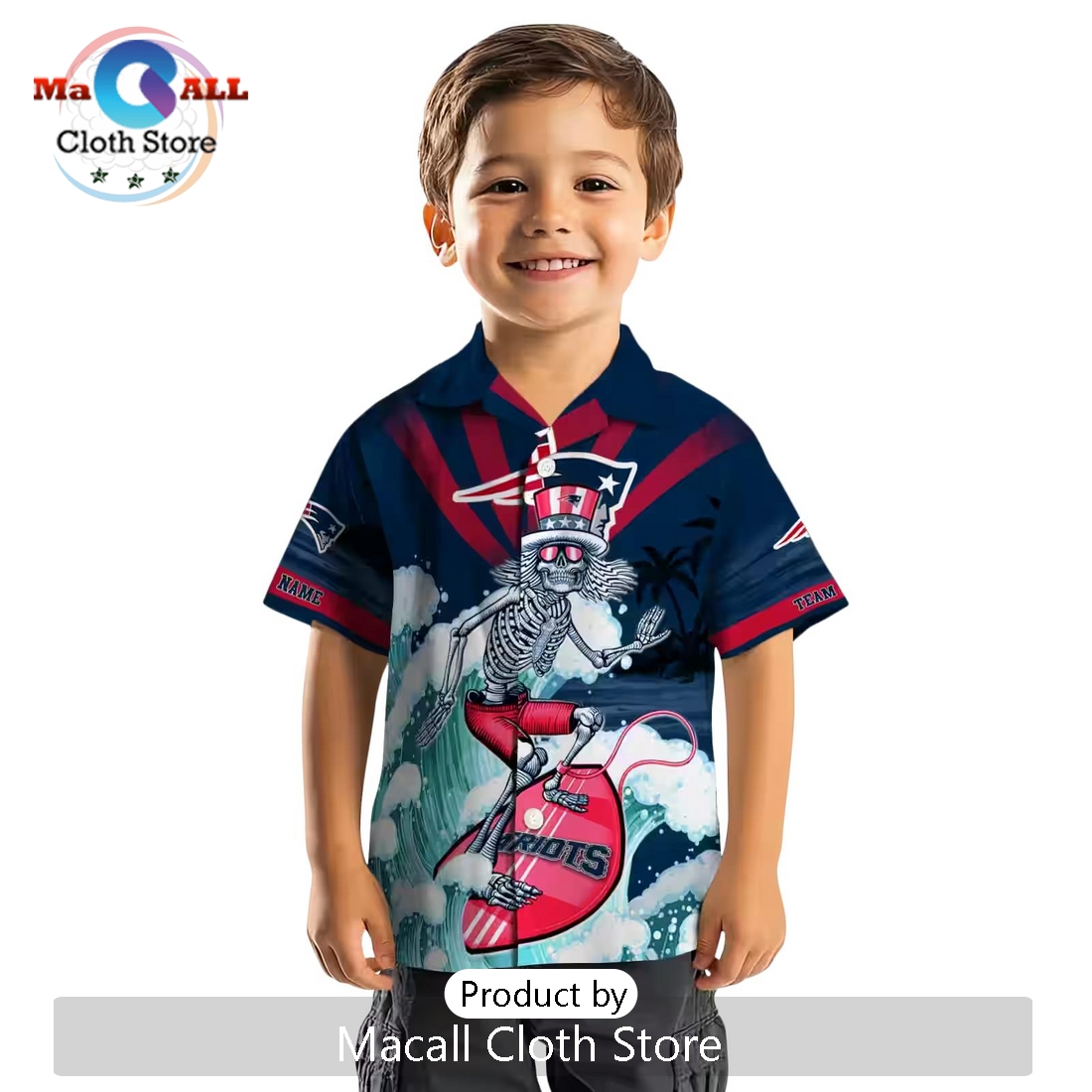 New England Patriots Surfing Skeleton Hawaiian Shirt New England Patriots Surfing Skeleton Hawaiian Shirt