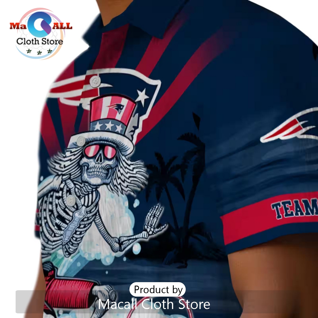 New England Patriots Surfing Skeleton Hawaiian Shirt New England Patriots Surfing Skeleton Hawaiian Shirt