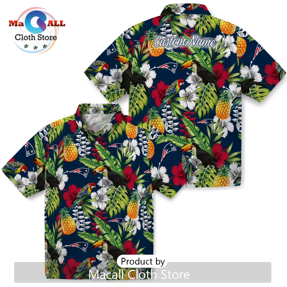New England Patriots Tropical Toucan Hawaiian Shirt New England Patriots Tropical Toucan Hawaiian Shirt