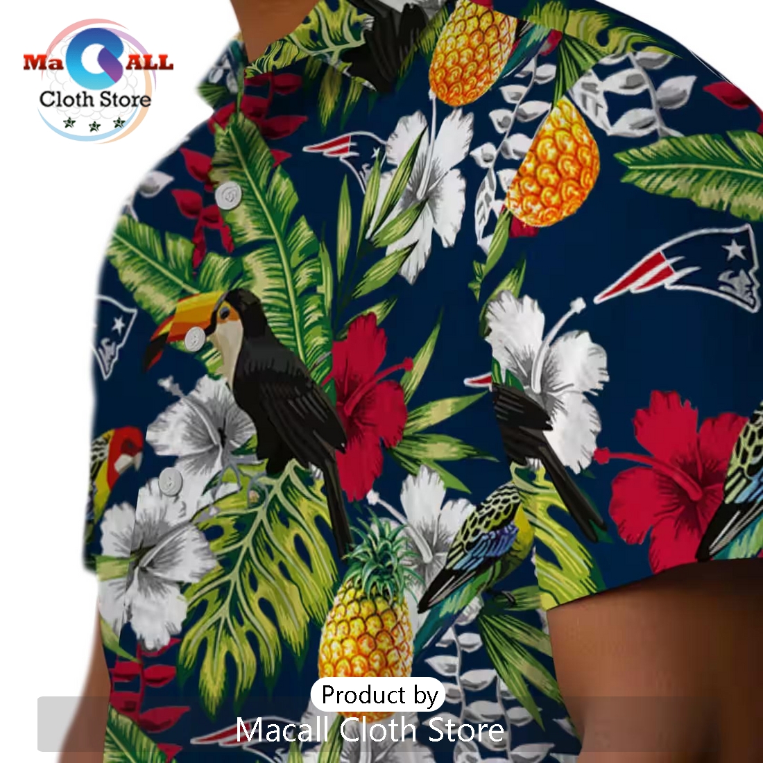 New England Patriots Tropical Toucan Hawaiian Shirt New England Patriots Tropical Toucan Hawaiian Shirt