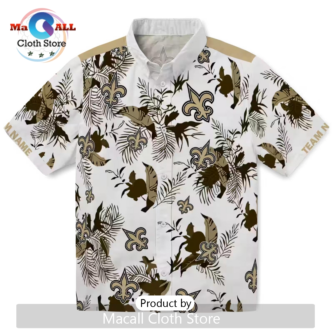 New Orleans Saints Botanical Theme Hawaiian Shirt