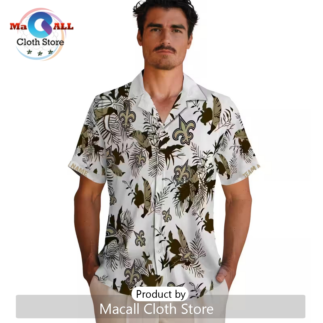 New Orleans Saints Botanical Theme Hawaiian Shirt