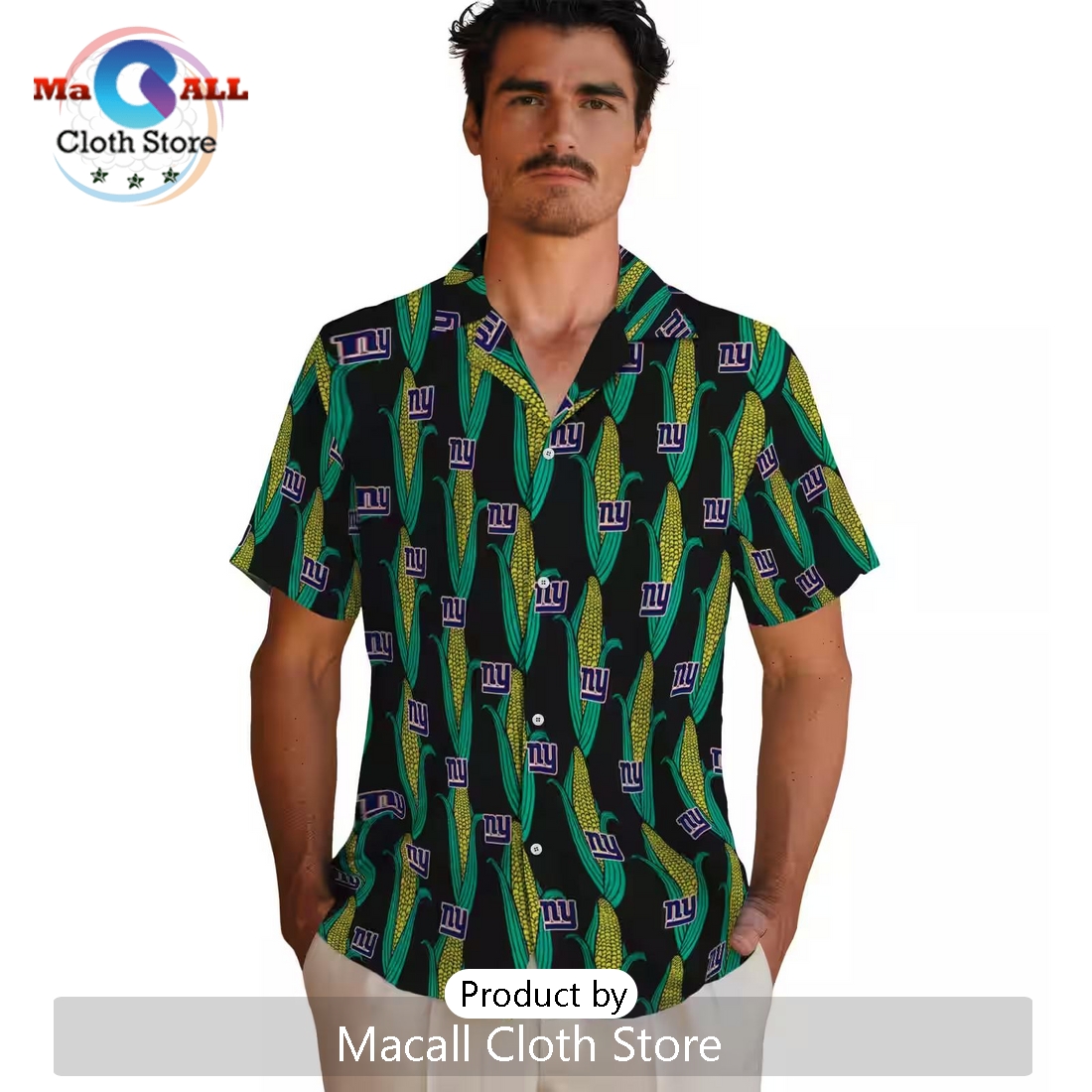 New York Giants Corn Motifs Hawaiian Shirt