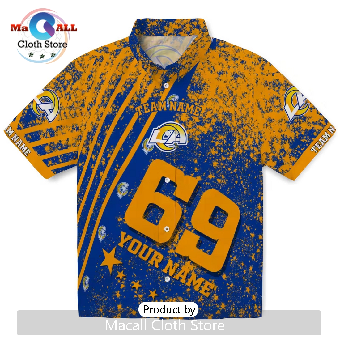 Personalized Los Angeles Rams Star Stripes Hawaiian Shirt
