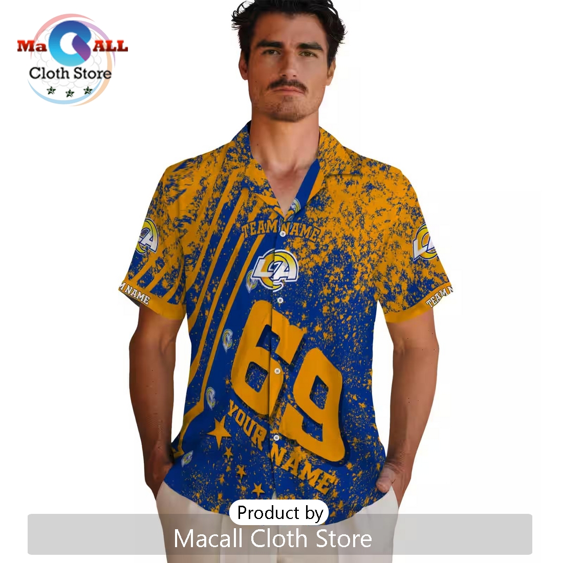 Personalized Los Angeles Rams Star Stripes Hawaiian Shirt