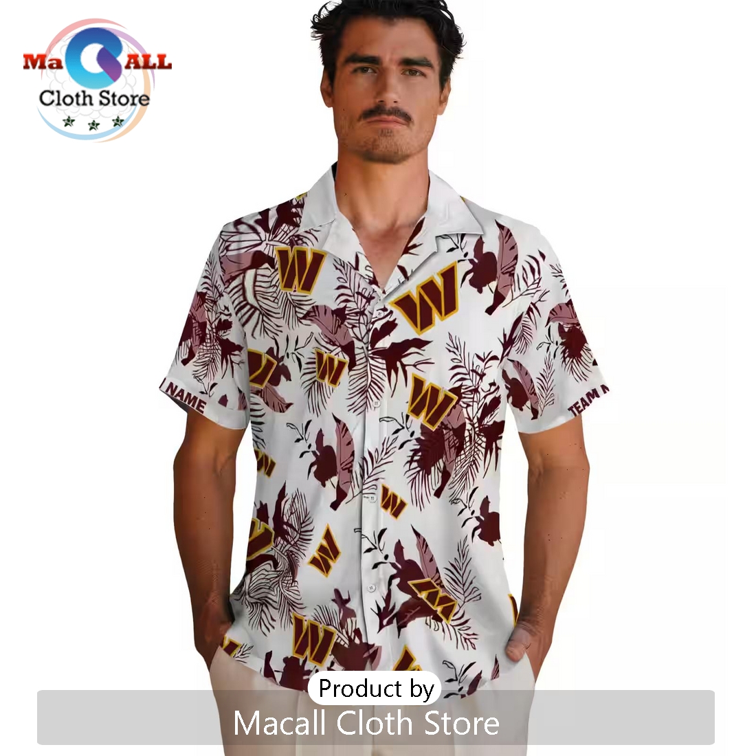 Washington Commanders Botanical Theme Burgundy Hawaiian Shirt