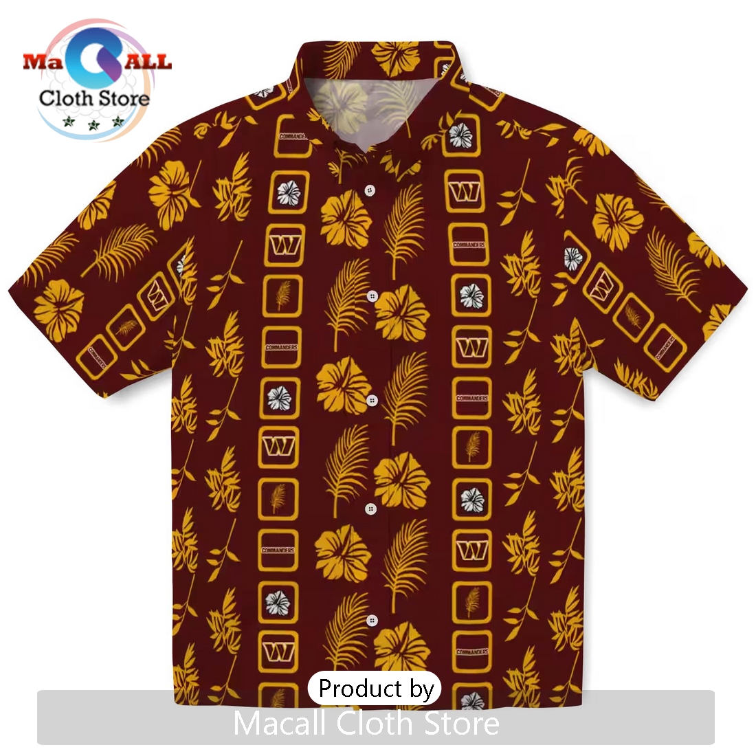 Washington Commanders Framed Floral Burgundy Hawaiian Shirt