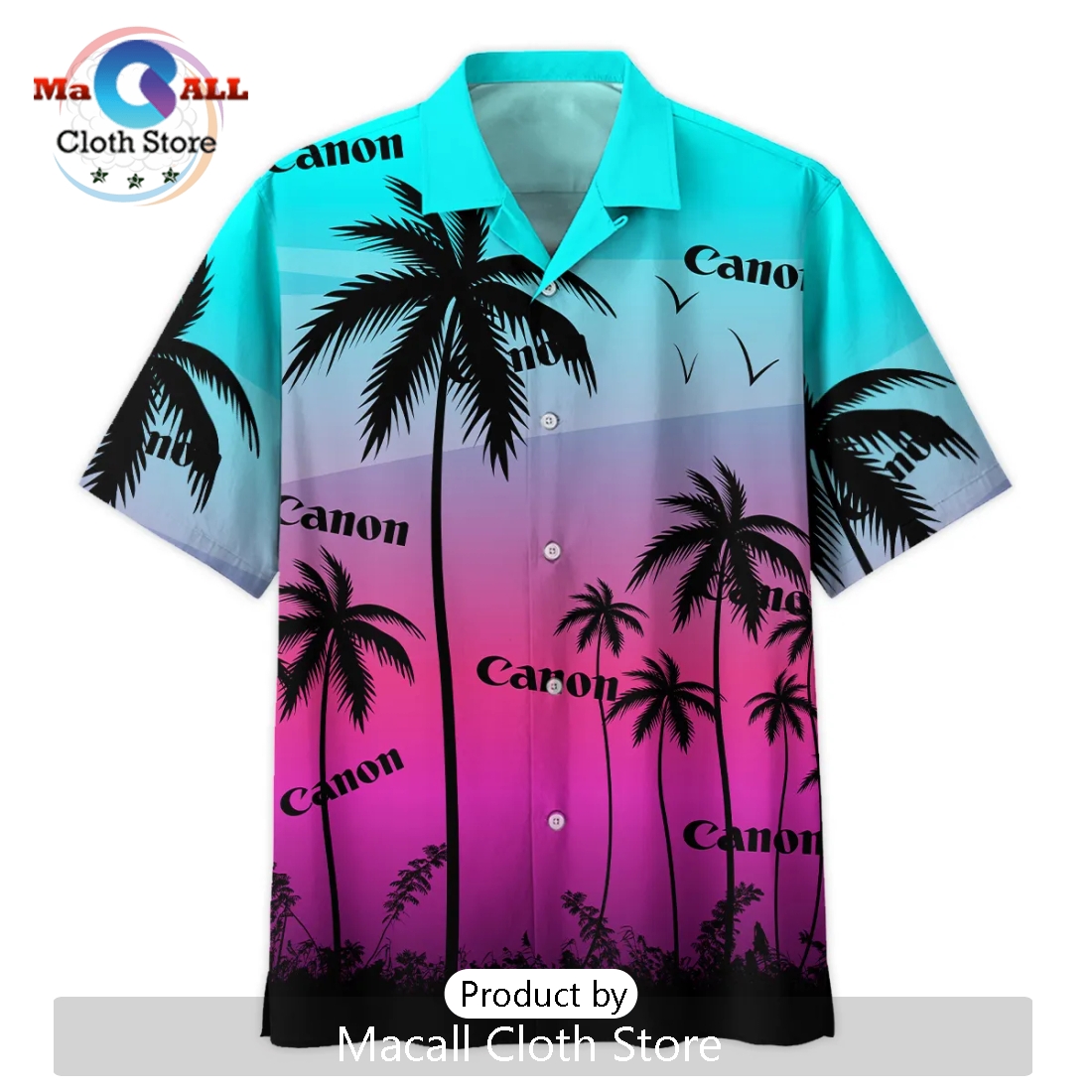 Canon Colorful Palm Trees Photography Summer Hawaiian Shirt