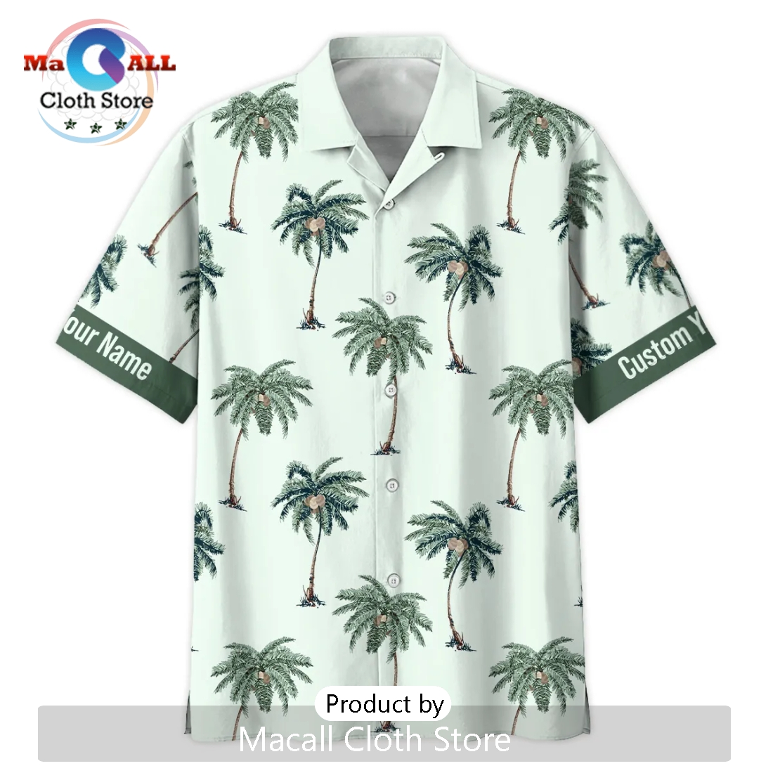 Canon Hand Drawn Tropical Palm Photography Summer Hawaiian Shirt