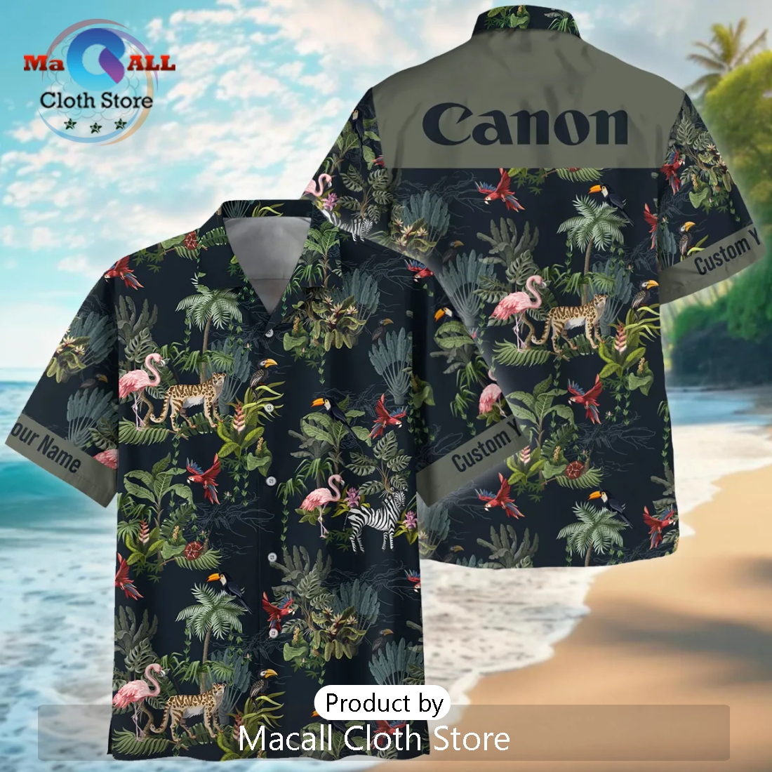 Canon Jungle Animals Pattern Photography Summer Hawaiian Shirt