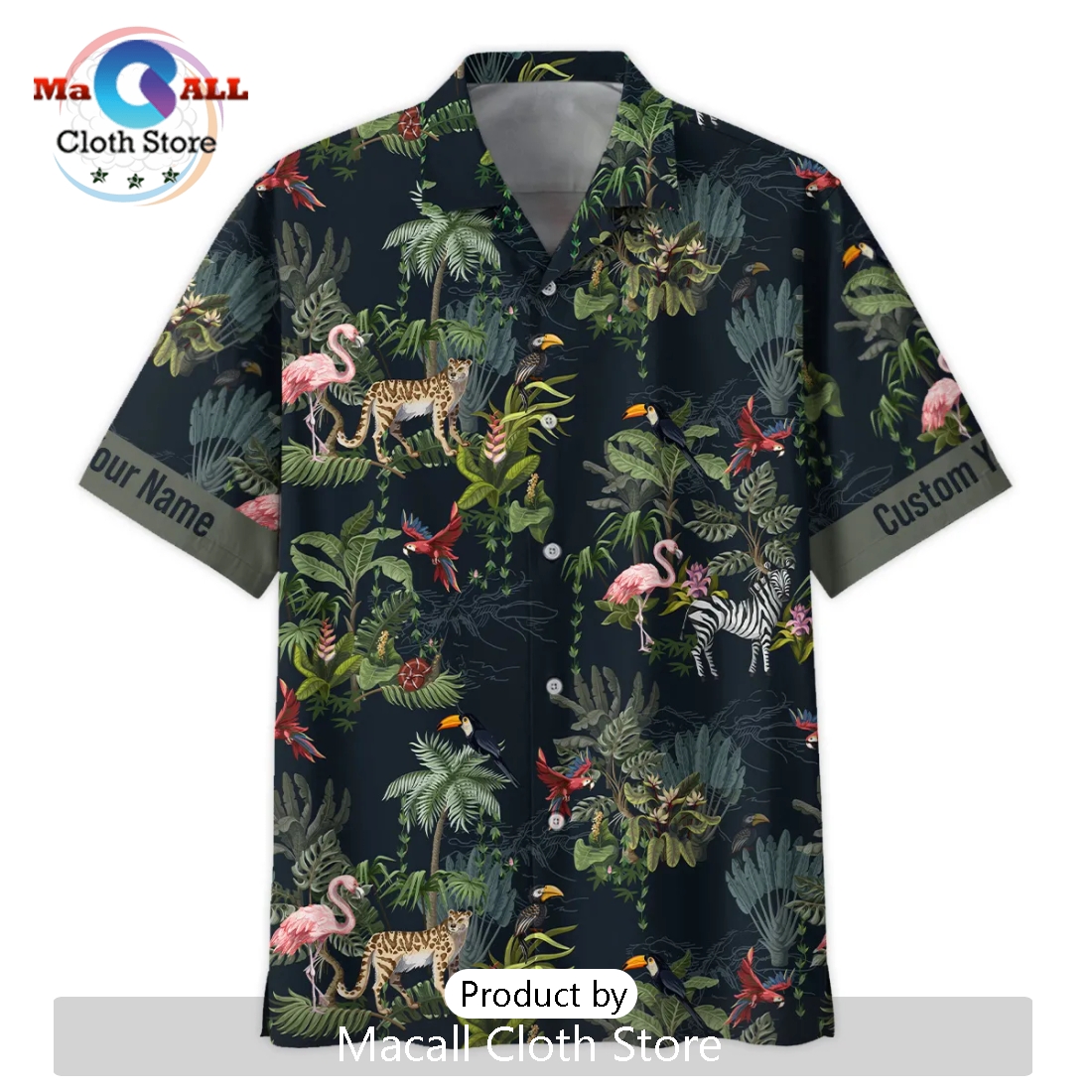 Canon Jungle Animals Pattern Photography Summer Hawaiian Shirt