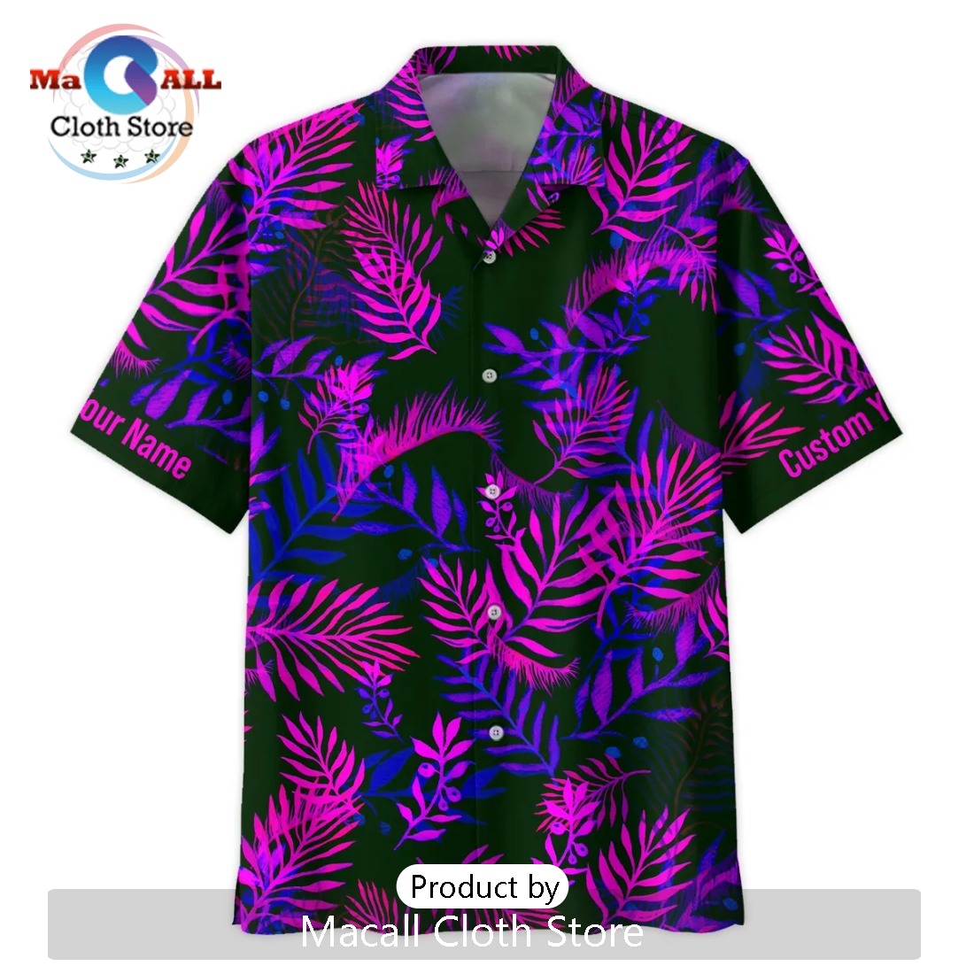 Canon Neon Violet Palm Trees Photography Summer Hawaiian Shirt