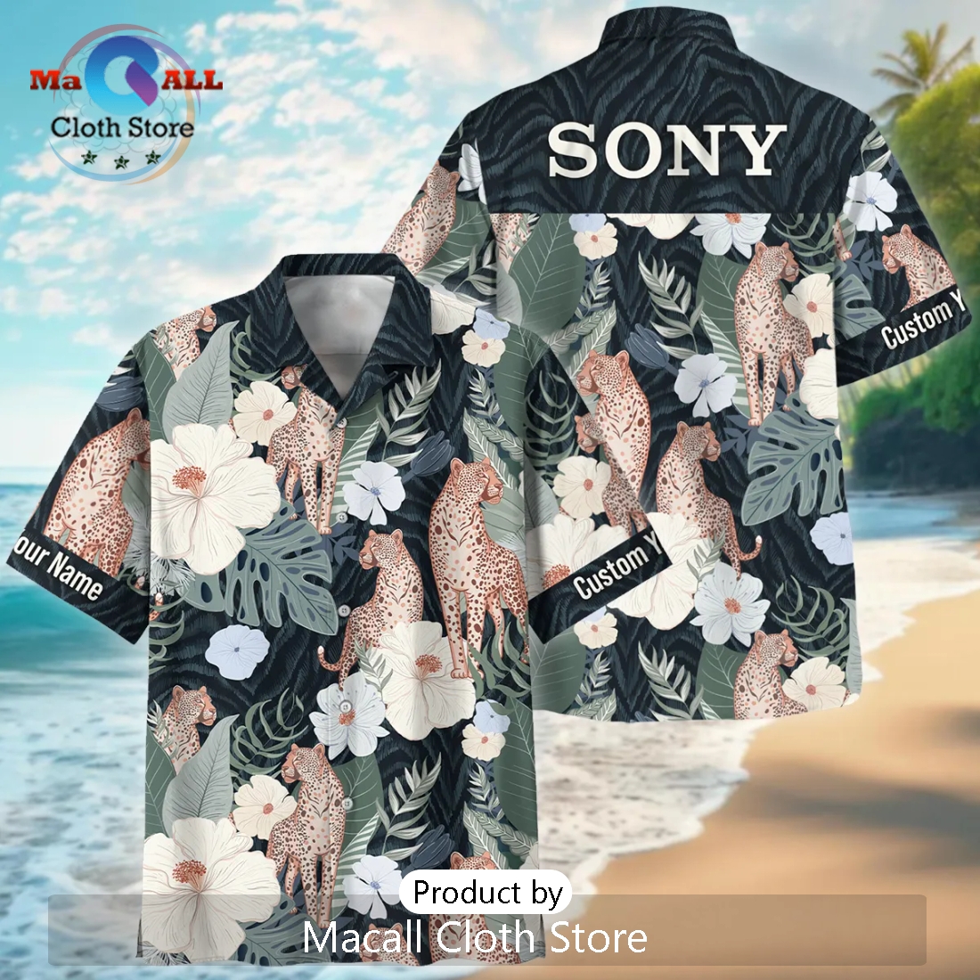 Sony Leopards And Tropical Flowers Photography Summer Hawaiian Shirt