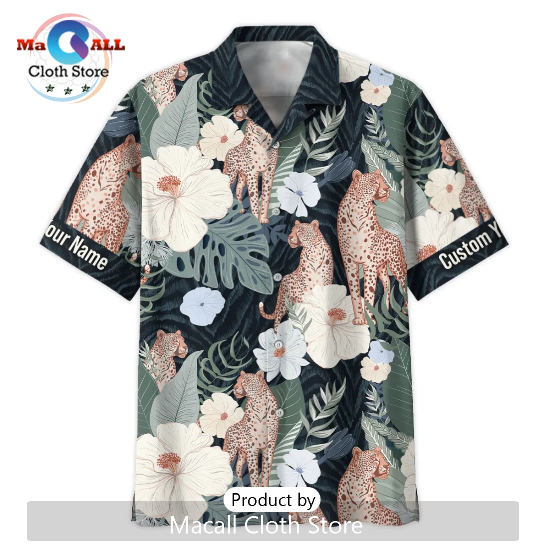 Sony Leopards And Tropical Flowers Photography Summer Hawaiian Shirt