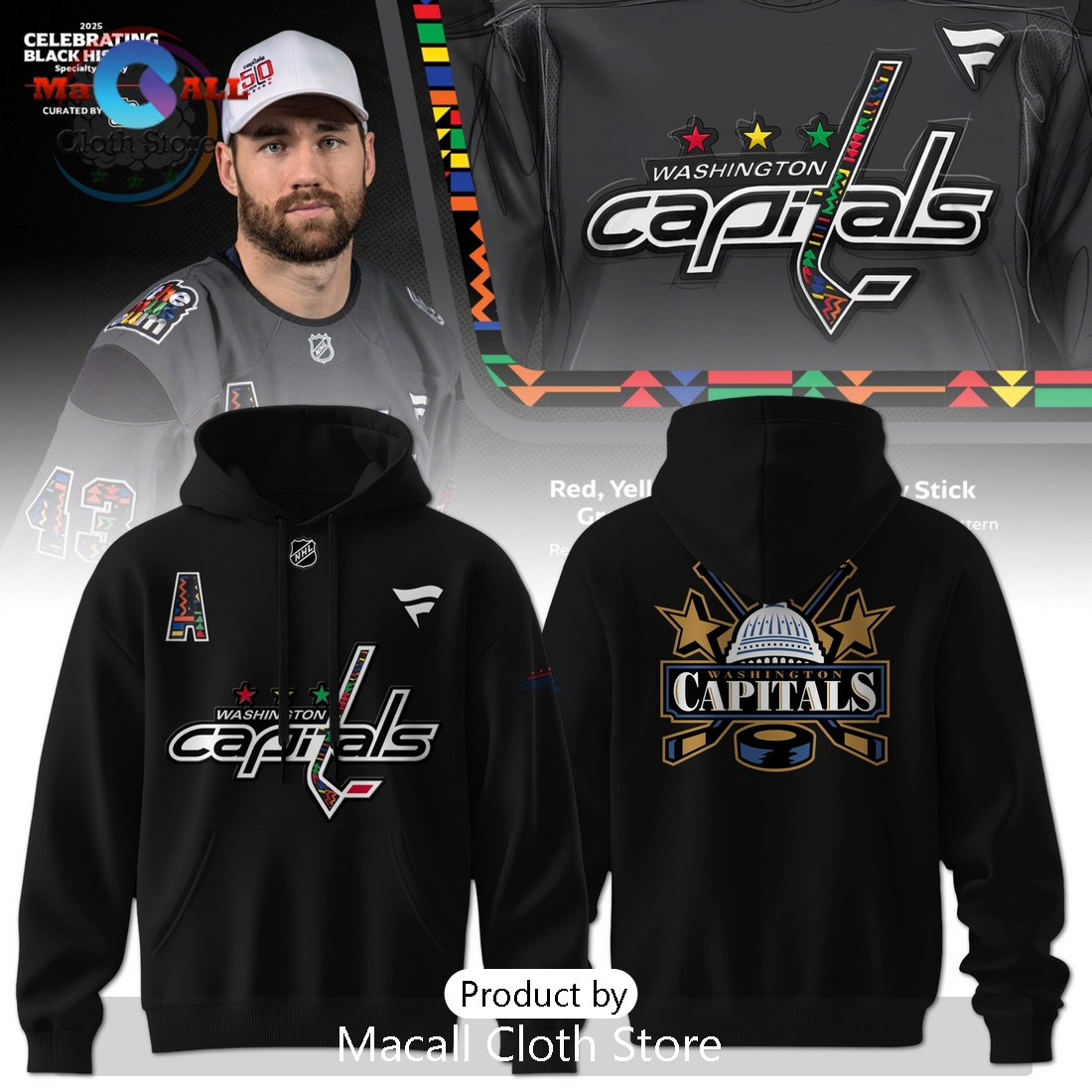 Black History Curated Washington Capitals Hoodie 3D