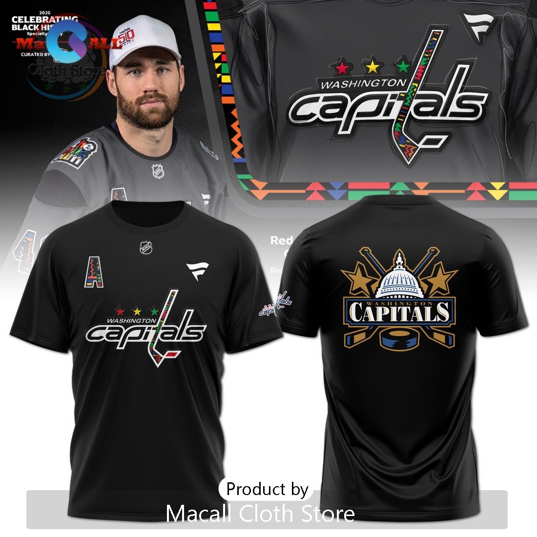 Black History Curated Washington Capitals Hoodie 3D