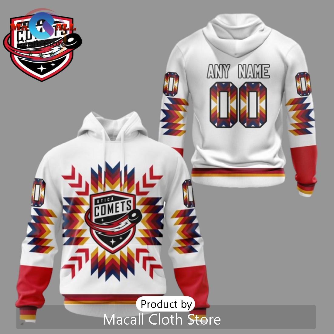 Personalized Utica Comets Native Pattern Limited Hoodie 3D