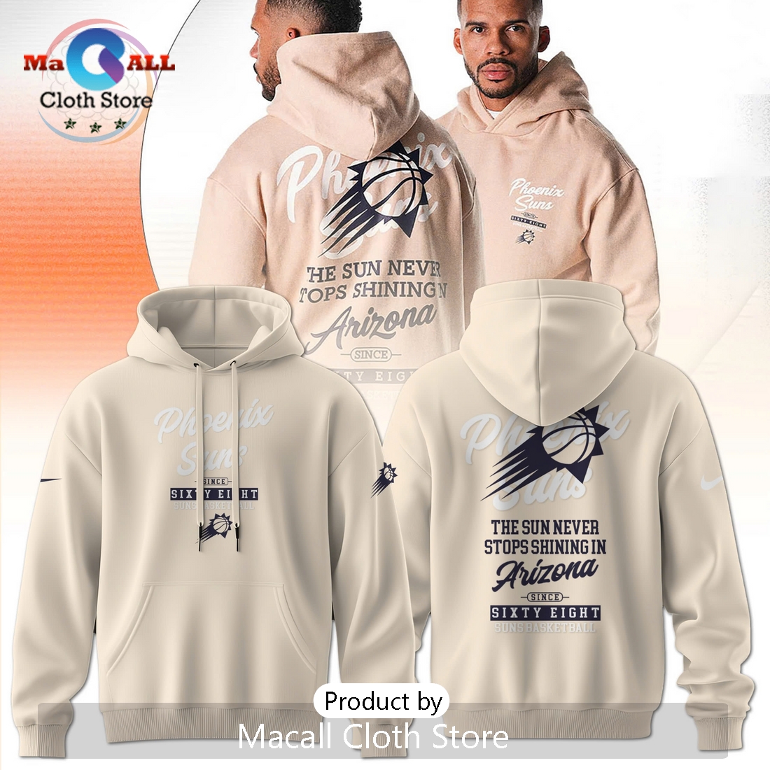 The Wild Collective Cream Phoenix Suns Hoodie 3D