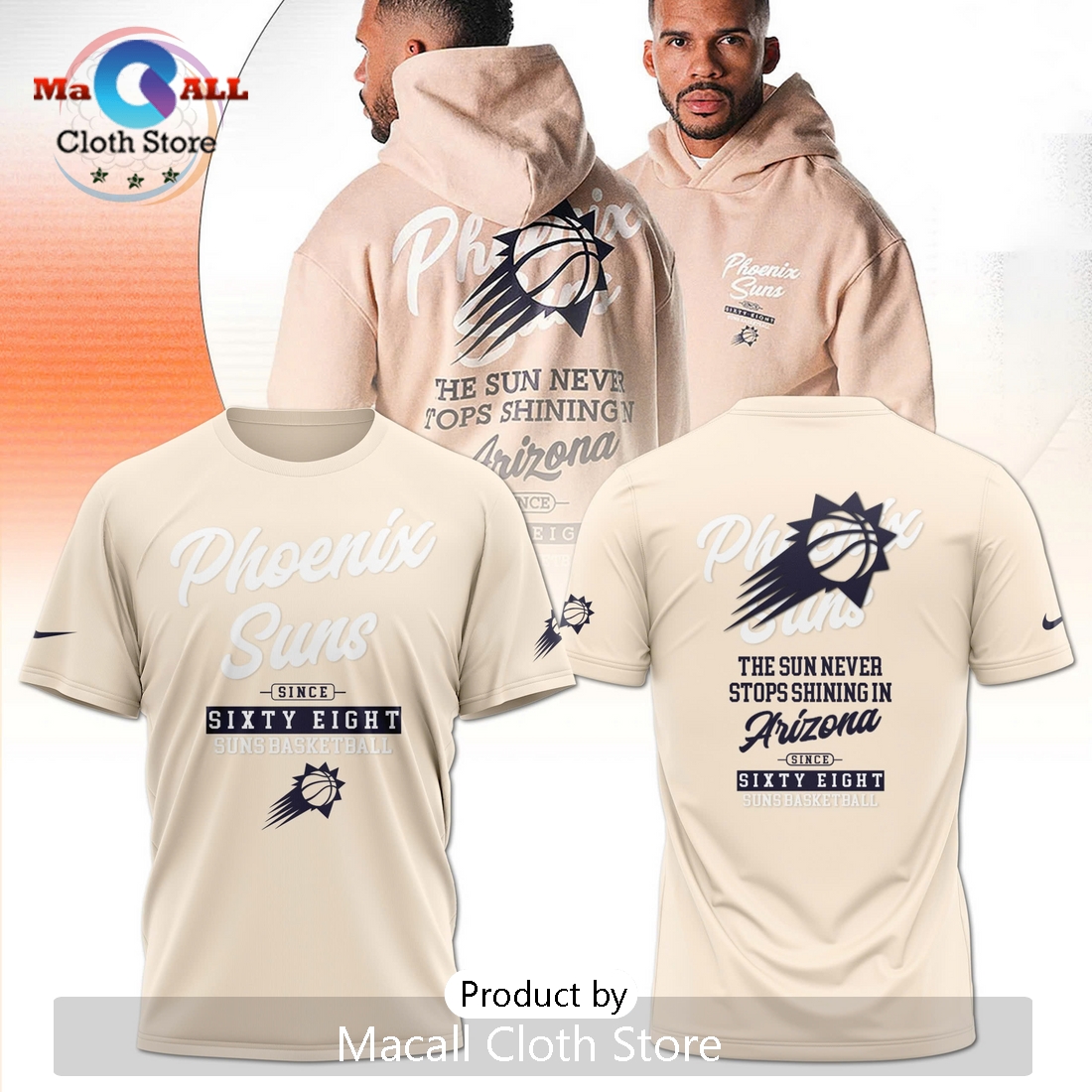 The Wild Collective Cream Phoenix Suns Hoodie 3D