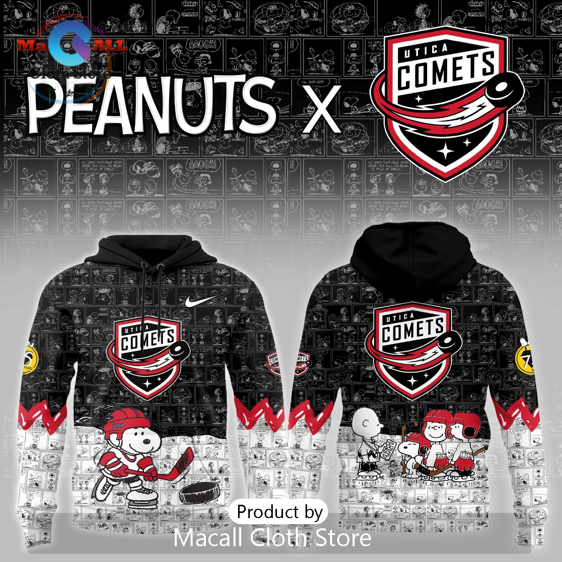 Utica Comets x Peanuts Limited Hoodie 3D