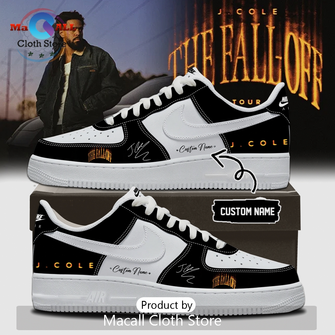 J. Cole The Fall Off Tour 2026 Signature Air Force 1 Sneakers