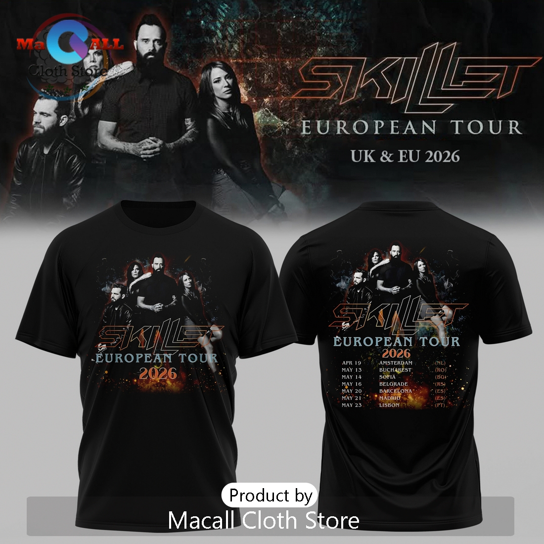 Skillet European Tour 2026 Concert Tee – Limited Edition Band T-Shirt