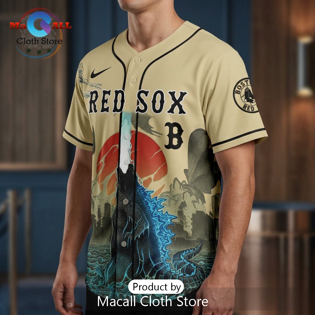 Boston Red Sox Godzilla King of Monsters Limited Edition Baseball Jersey Boston Red Sox Godzilla King of Monsters Limited Edition Baseball Jersey