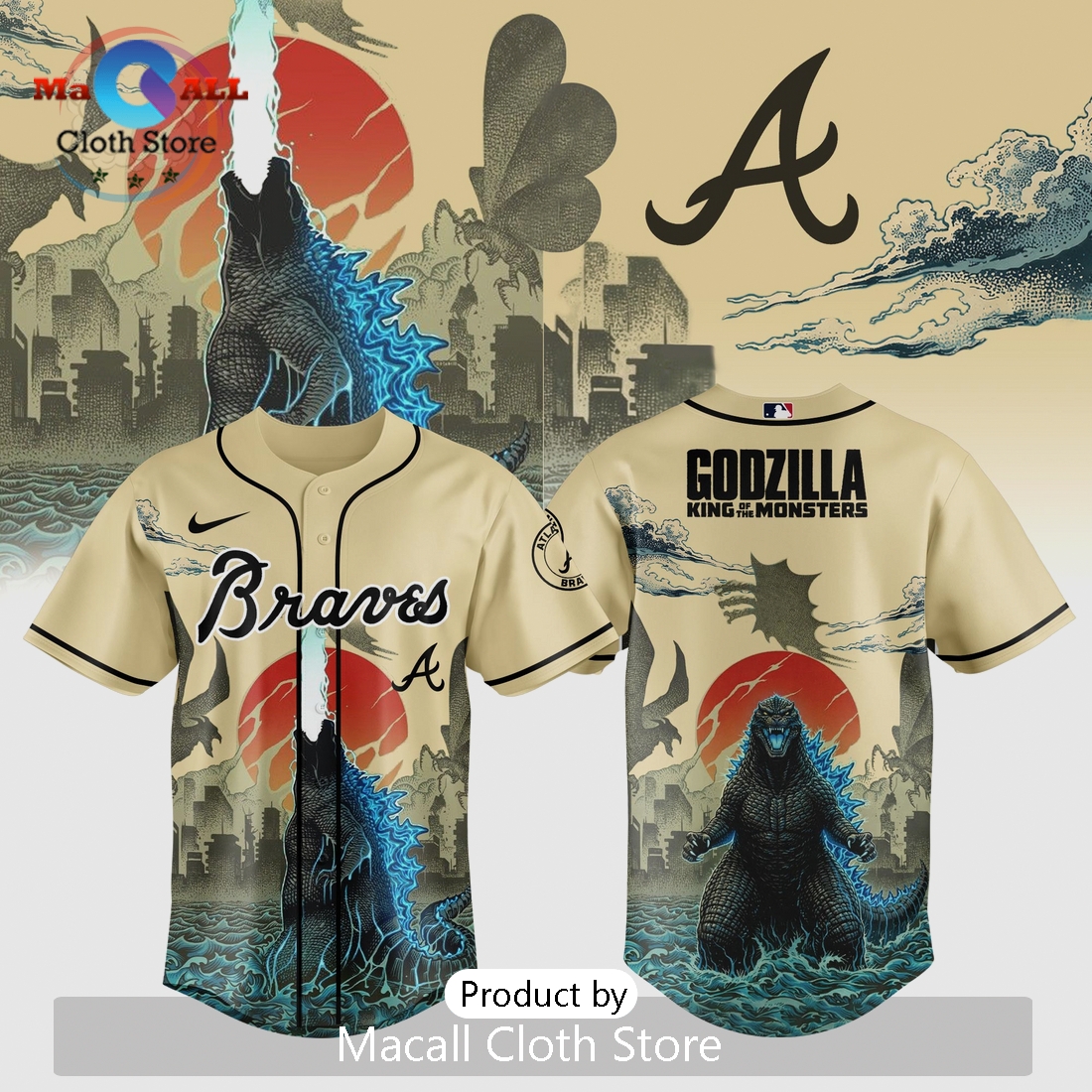 Atlanta Braves Godzilla King of Monsters Limited Edition Baseball Jersey