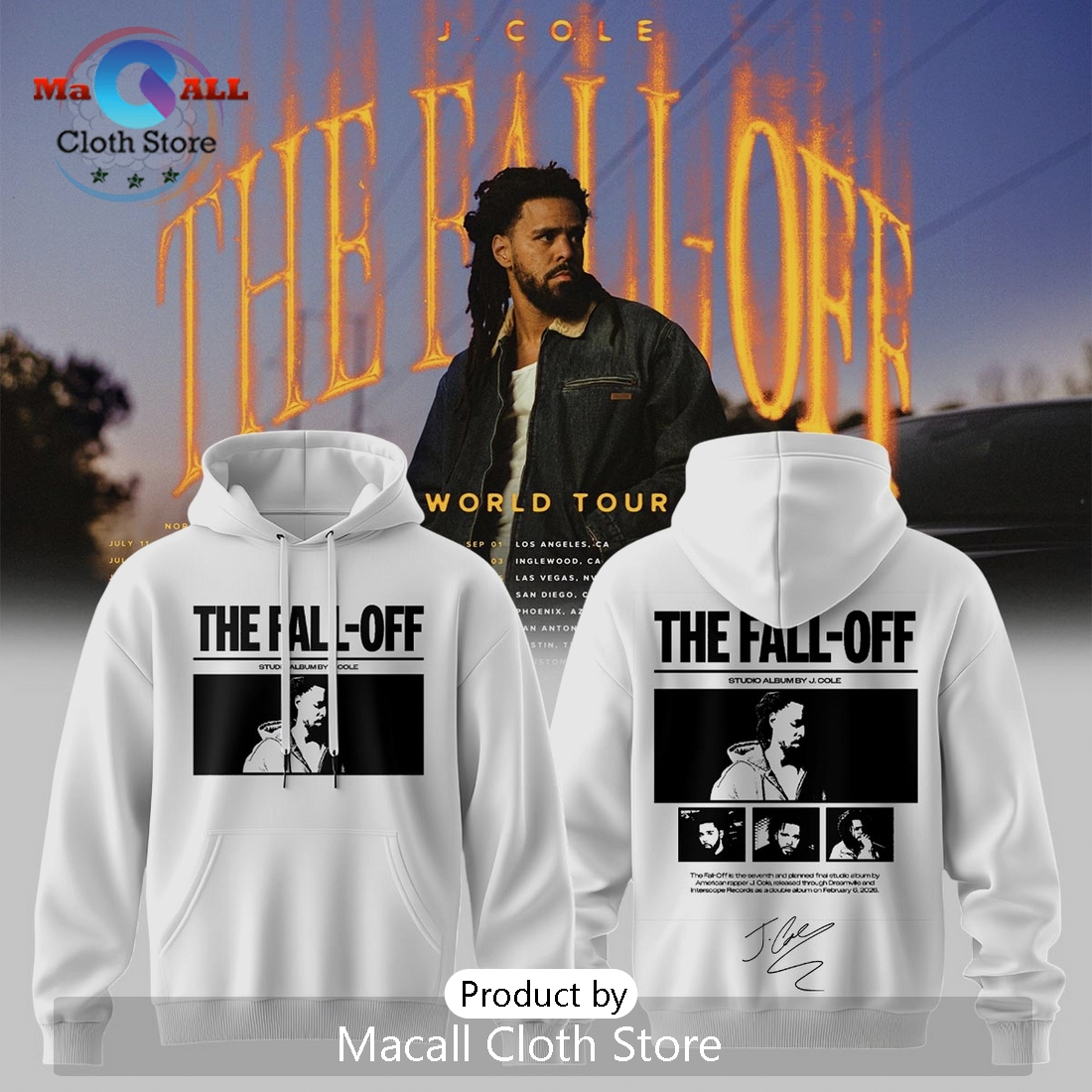 J. Cole The Fall-Off World Tour Album Graphic Pullover Hoodie