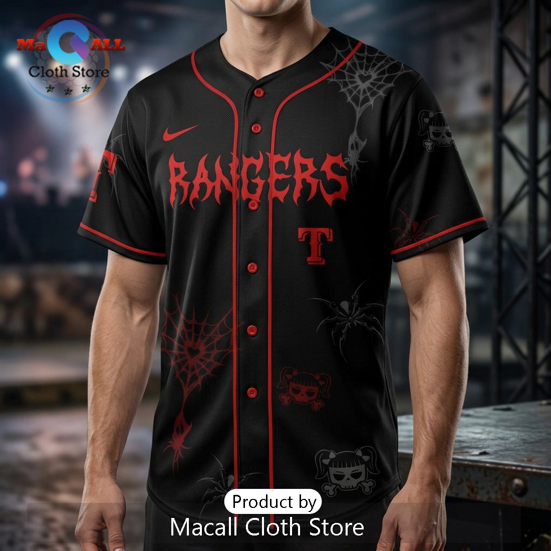 Rangers Cazzu Latinaje Tour 2026 Spider Skull Graphic Baseball Jersey