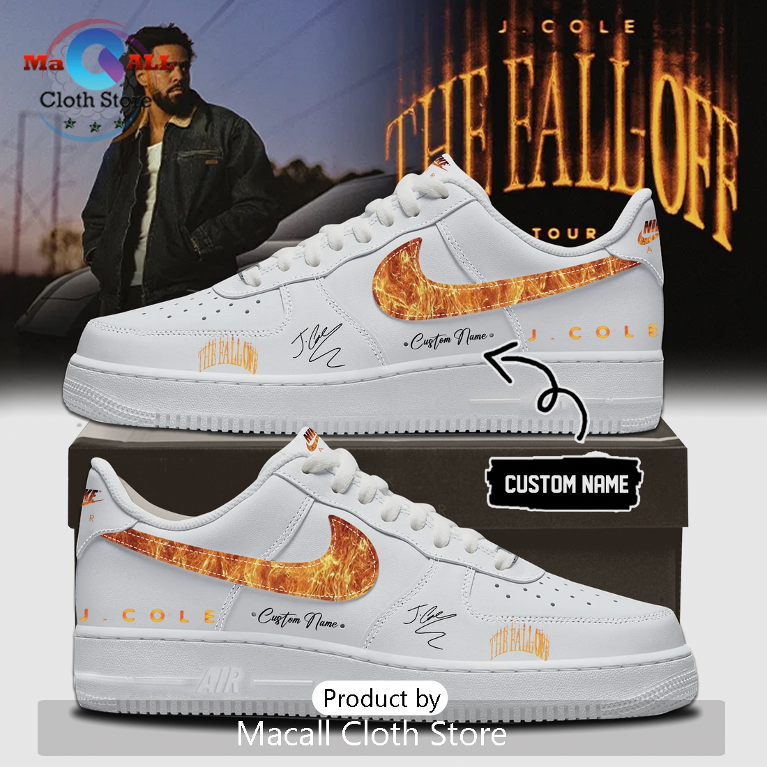 J. Cole The Fall Off Tour Shoes – Custom Signature Air Force 1 Sneakers