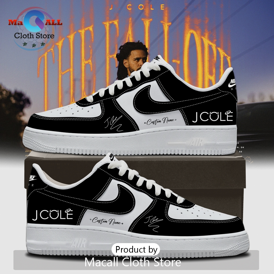 J. Cole The Fall Off Signed Custom Nike Air Force 1 Sneakers