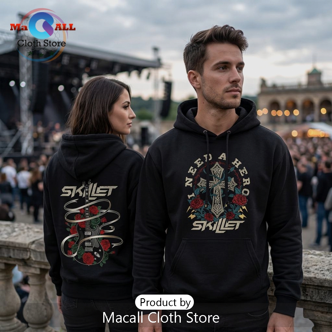 Skillet Band Graphic I Need A Hero European Tour 2026 Black Hoodie