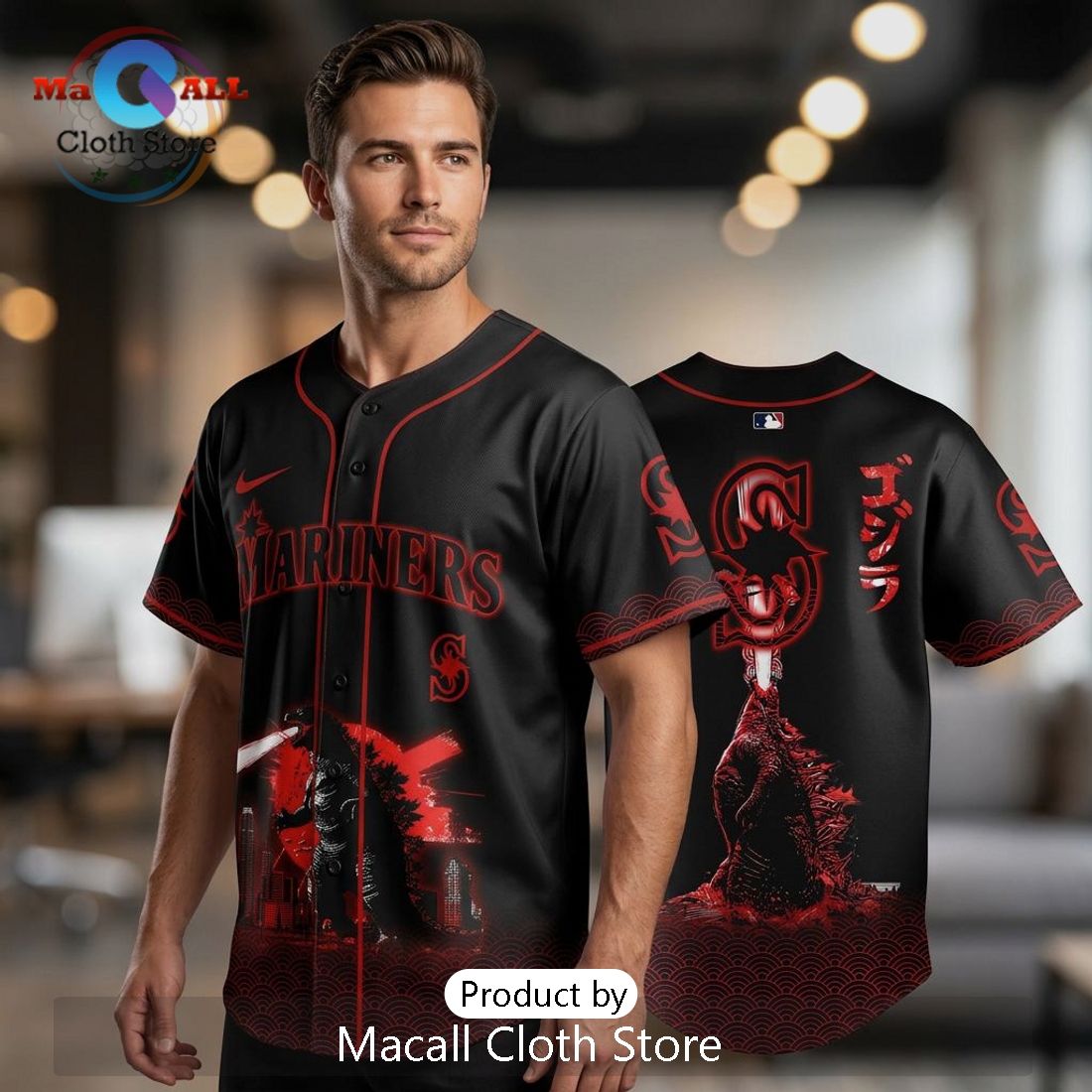 MLB Godzilla x Mariners 2026 Limited Edition Baseball Jersey MLB Godzilla x Mariners 2026 Limited Edition Baseball Jersey