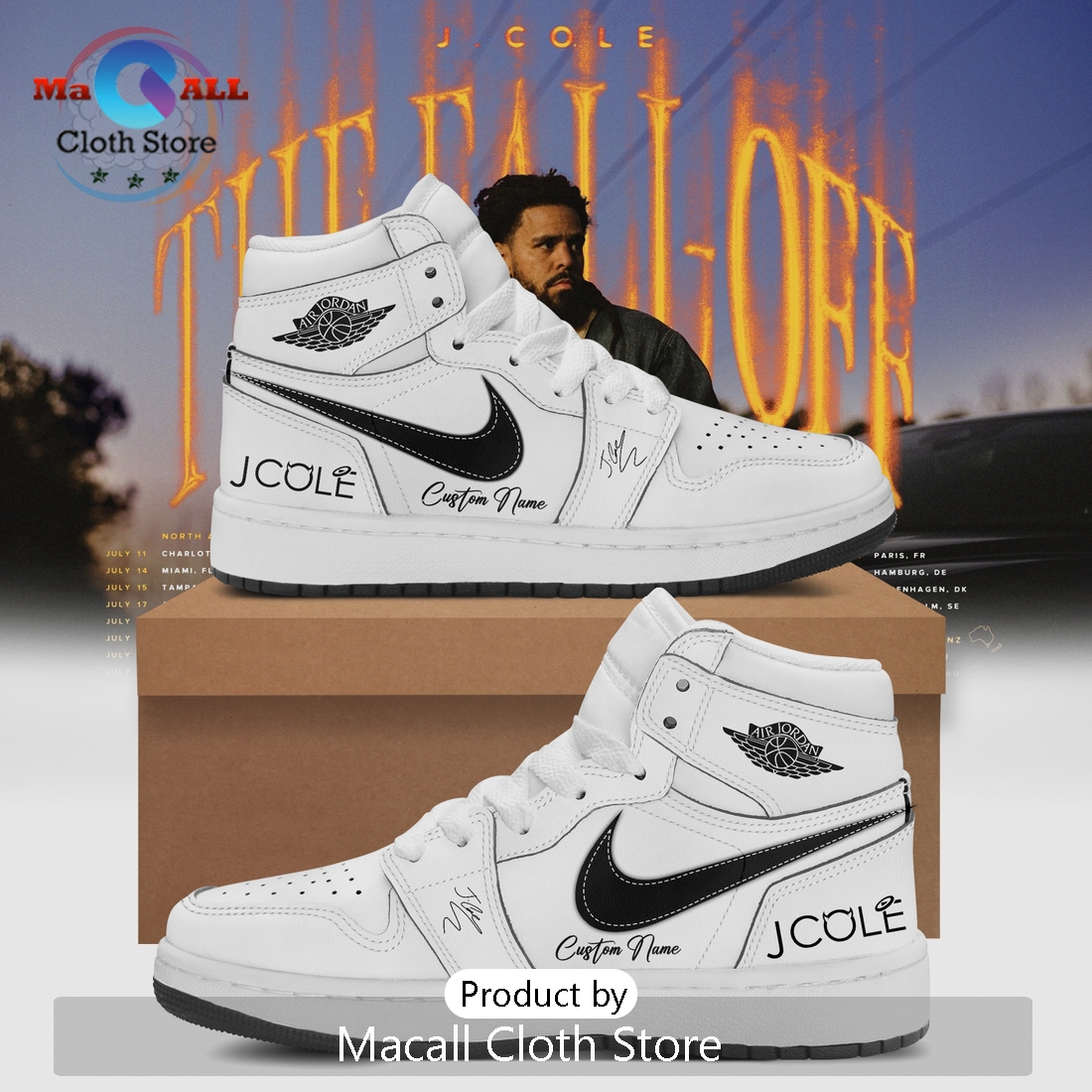 J. Cole The Fall Off Tour Autographed Edition High-Top Sneakers