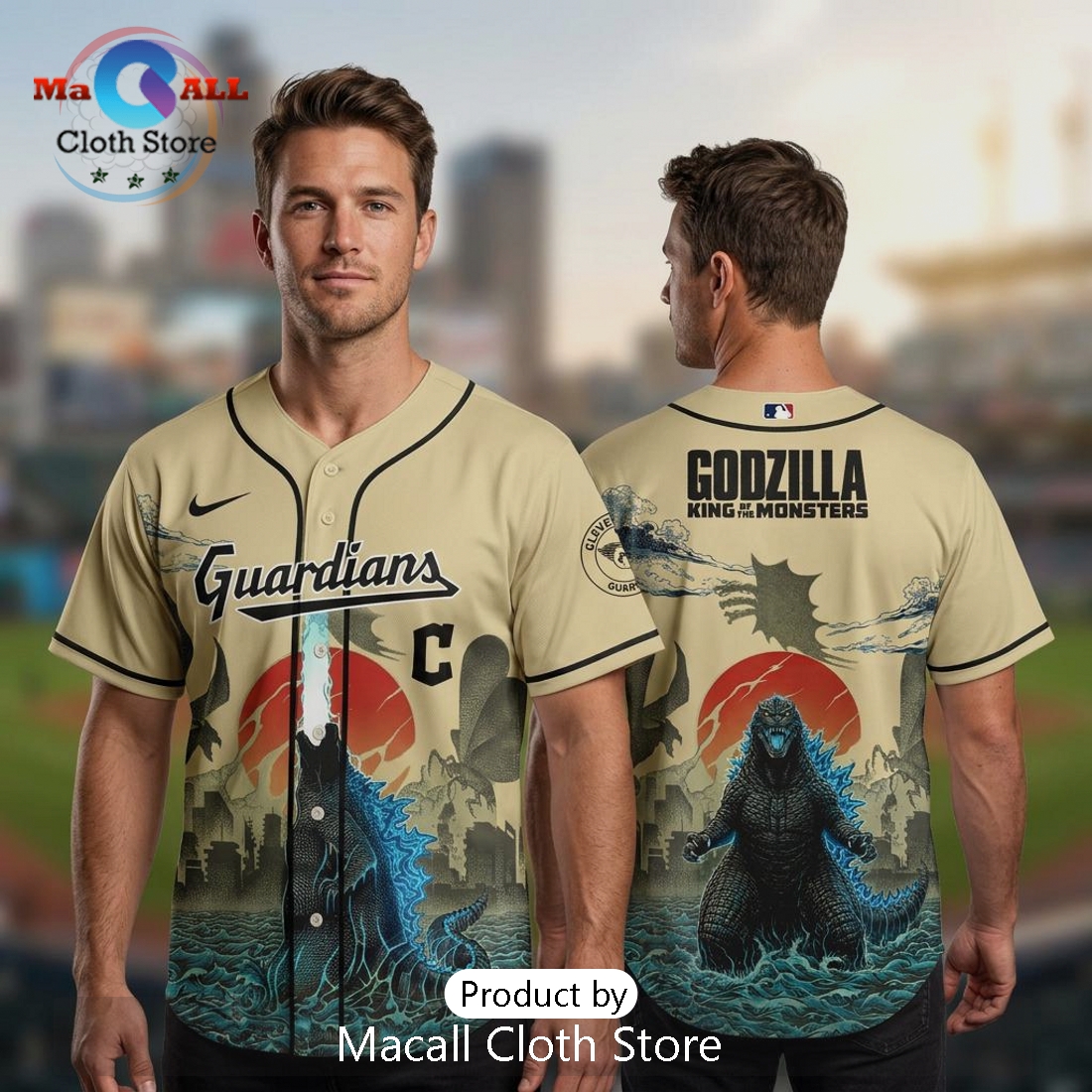 Godzilla King of Monsters Guardians Baseball Graphic Jersey Godzilla King of Monsters Guardians Baseball Graphic Jersey