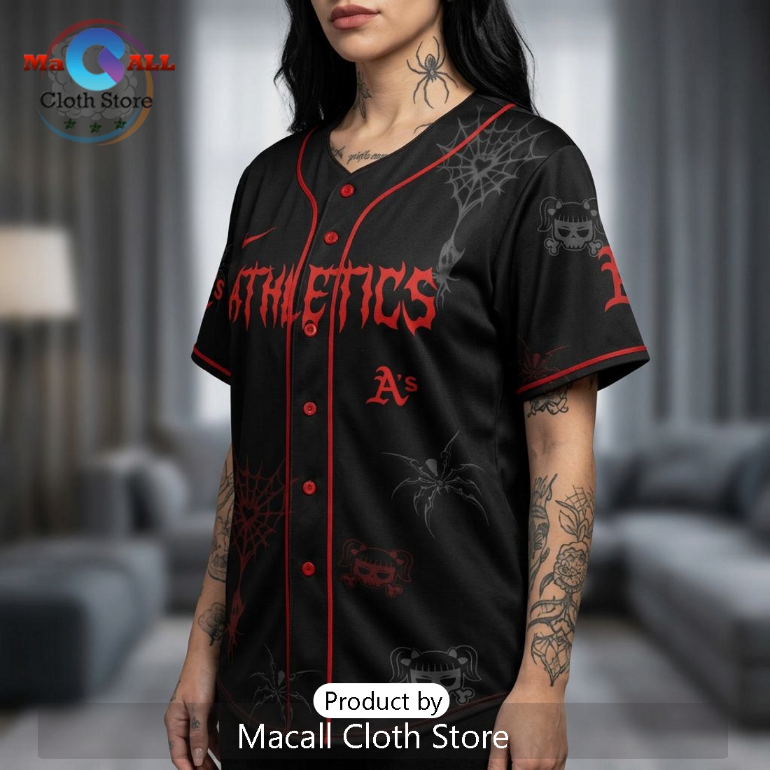 Cazzu Latinaje Tour 2026 Athletics Skull Spider Graphic Baseball Jersey