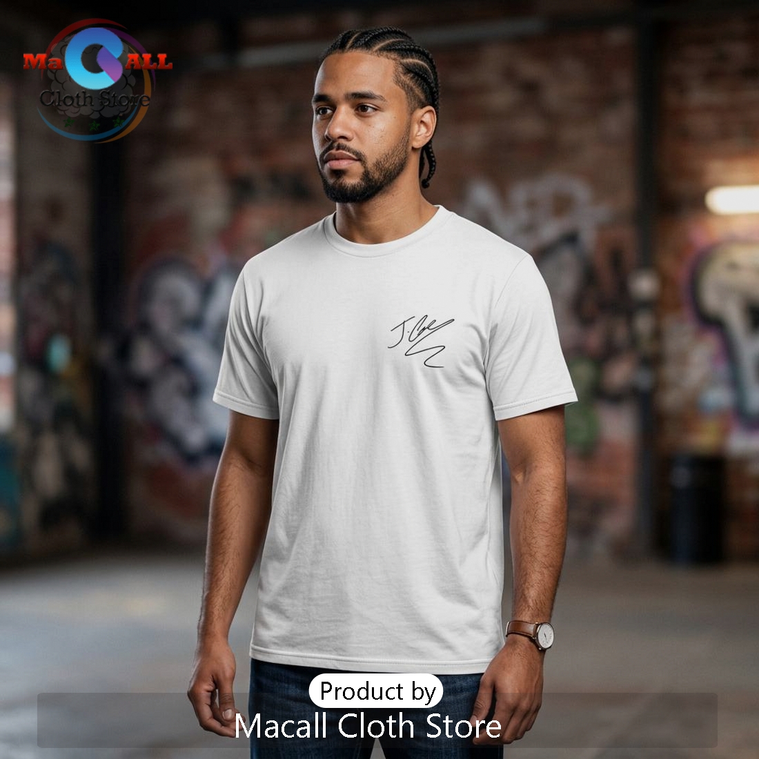 J. Cole The Fall Off Tour Globe Graphic Signed White T-Shirt J. Cole The Fall Off Tour Globe Graphic Signed White T-Shirt