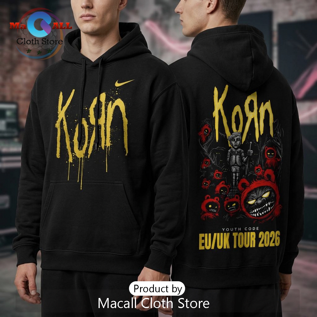 Korn EU UK Tour 2026 Band Graphic Heavy Metal Music Concert Hoodie Korn EU UK Tour 2026 Band Graphic Heavy Metal Music Concert Hoodie