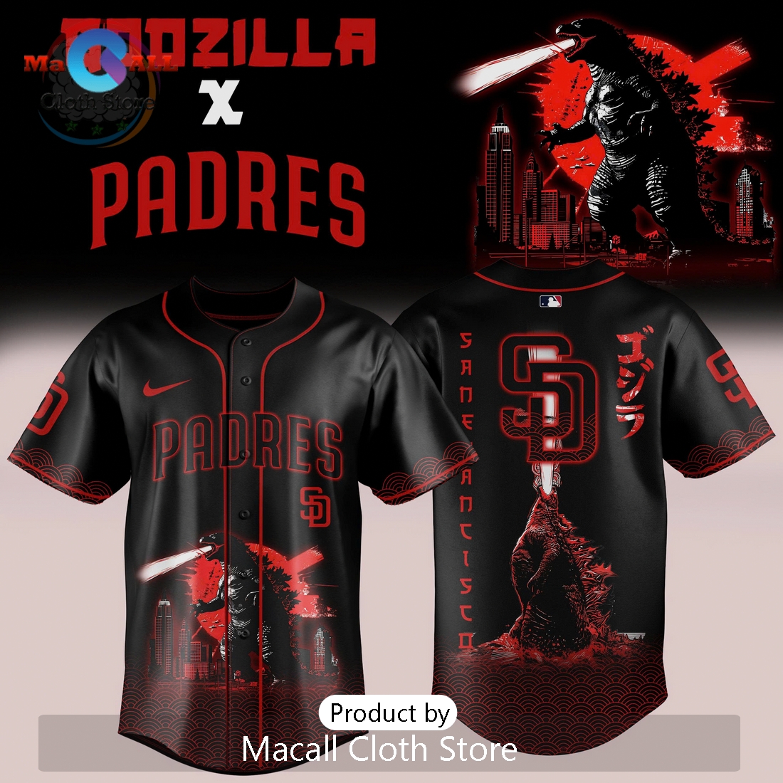 Godzilla x Padres 2026 Edition Baseball Jersey