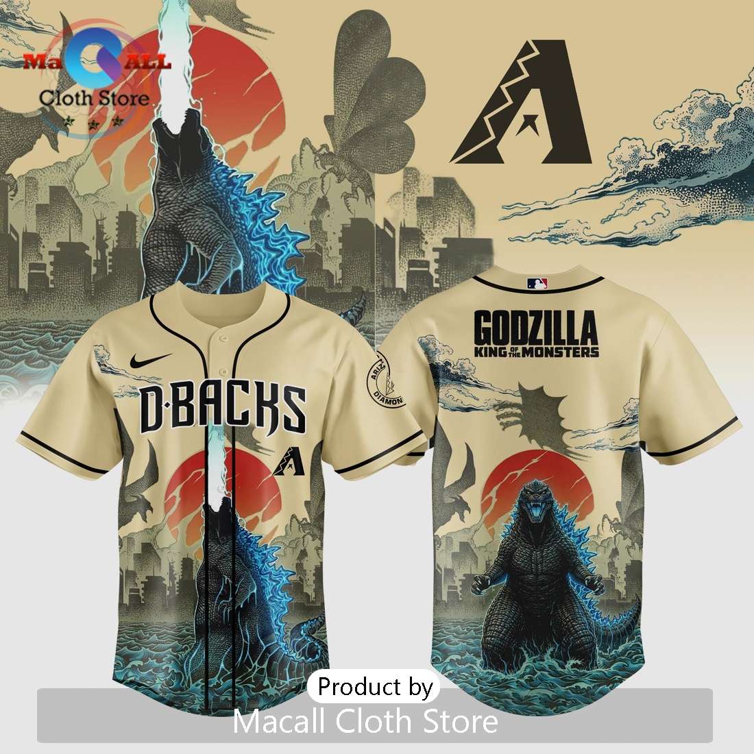Godzilla King of Monsters D-Backs Limited Edition Graphic Baseball Jersey